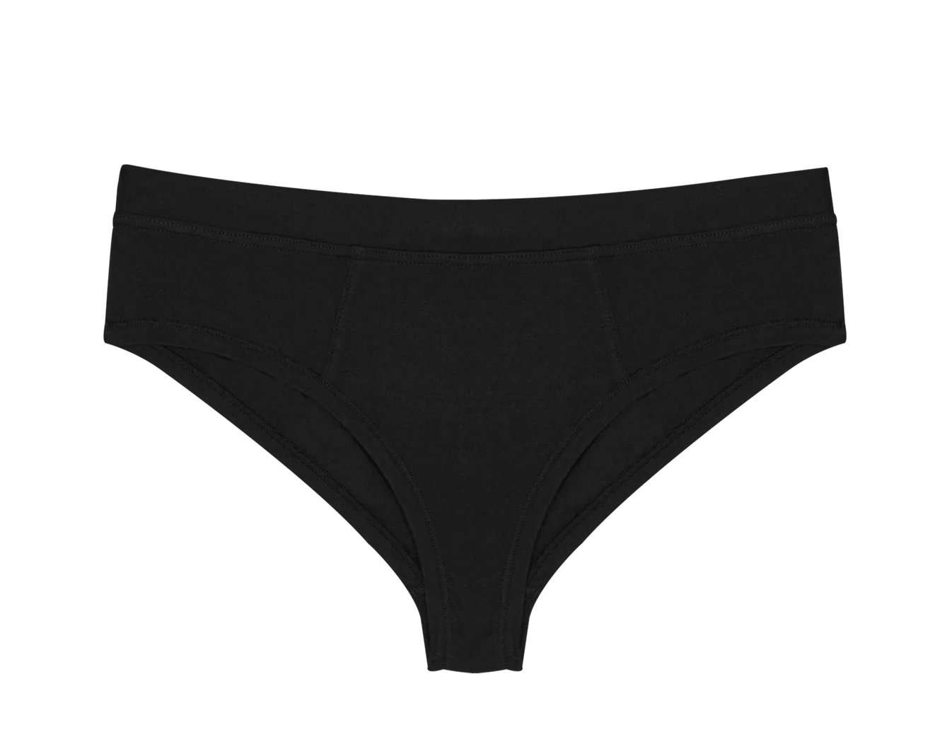 Huha Mineral Cheeky underwear in Black, front view laid flat