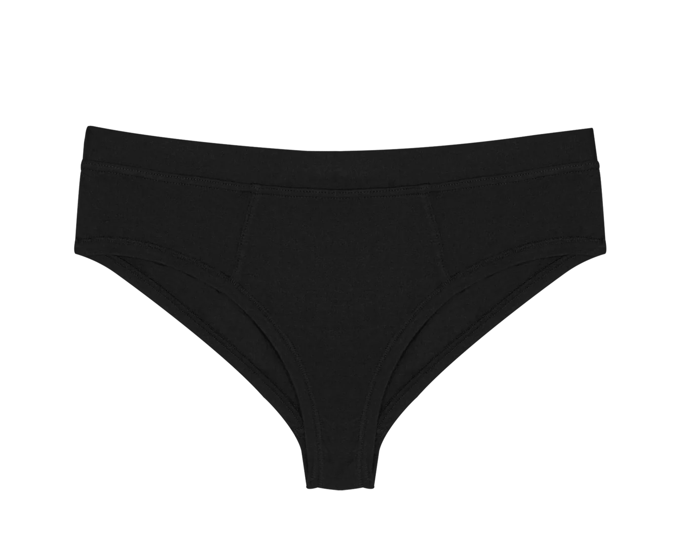 Huha Mineral Cheeky underwear in Black, front view laid flat