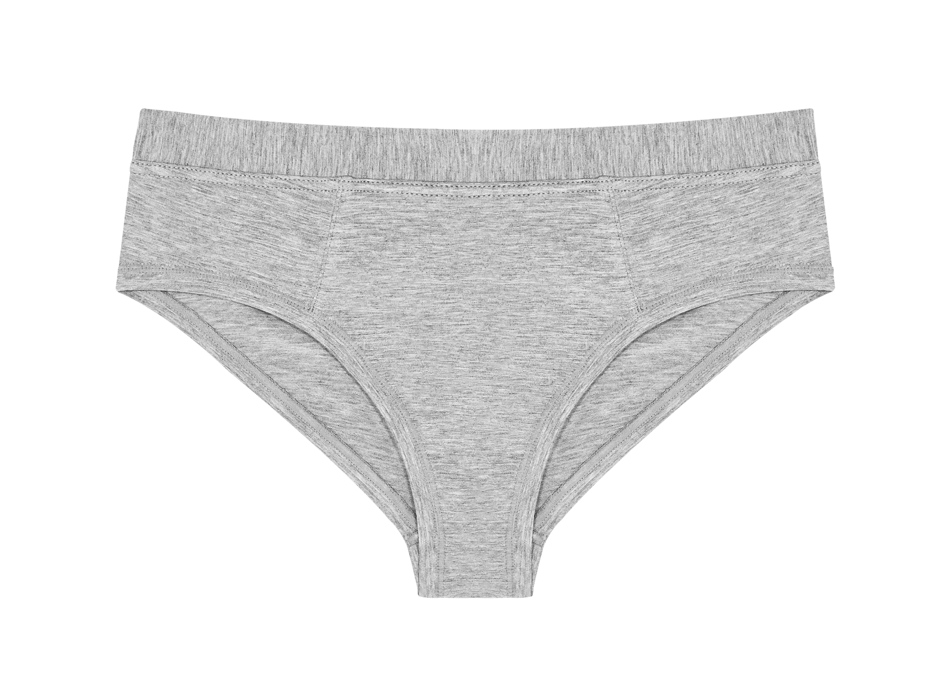 Huha Mineral Cheeky underwear in Grey, front view laid flat