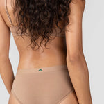 Close-up back view of the Huha Mineral Cheeky underwear in Tan