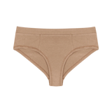 Huha Mineral Cheeky underwear in Tan, front view laid flat