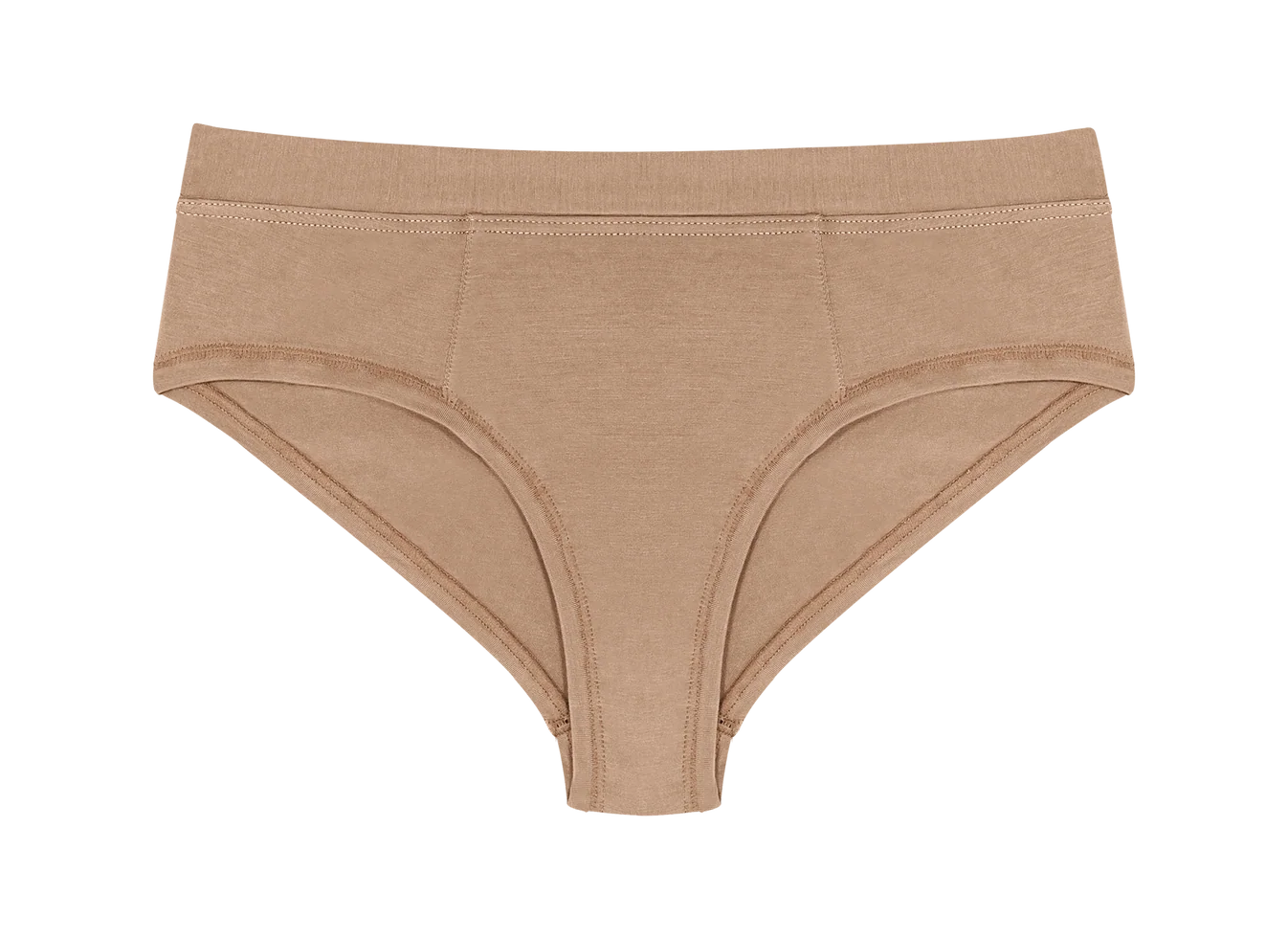 Huha Mineral Cheeky underwear in Tan, front view laid flat