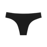 Huha Seamless Low Mid Thong in Black, back view laid flat