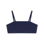 Huha Tata Bralette in Navy, a straight-neck bralette with thin straps, front view laid flat