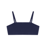 Huha Tata Bralette in Navy, a straight-neck bralette with thin straps, front view laid flat