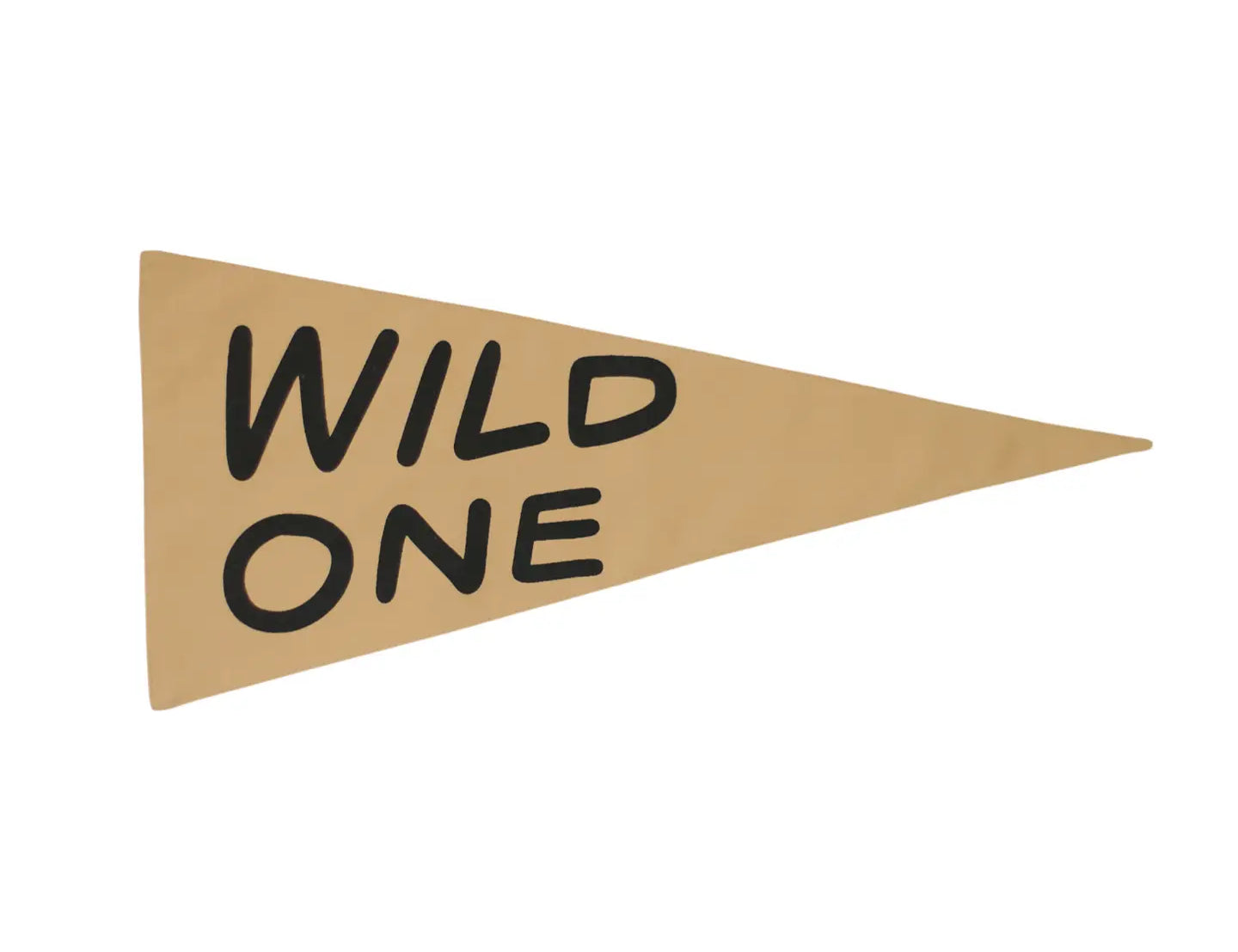 Imani Collective Wild One Pennant, a tan canvas pennant flag with black hand-lettered Wild One