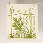 Kei & Molly Sponge Cloth in Cacti, a cream cloth with a green desert cactus print