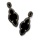 Kendra Scott Abbie Enamel Frame Statement Earring, Gold Black Agate