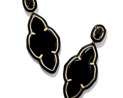Kendra Scott Abbie Enamel Frame Statement Earring, Gold Black Agate