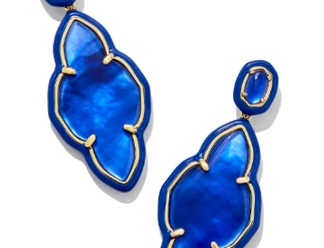 Kendra Scott Abbie Enamel Frame Statement Earring, Gold Navy Mother of Pearl