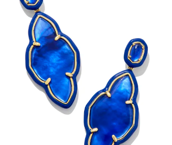 Kendra Scott Abbie Enamel Frame Statement Earring, Gold Navy Mother of Pearl