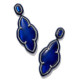 Kendra Scott Abbie Enamel Frame Statement Earring, Rhodium Navy Mother of Pearl