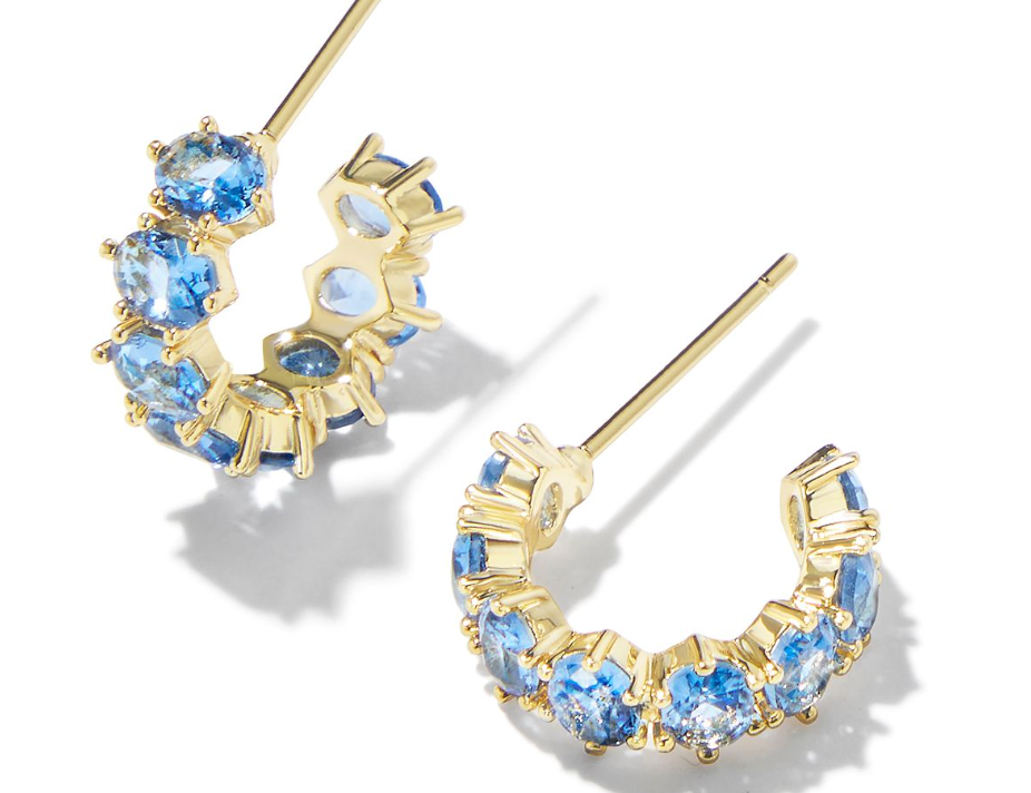 Kendra Scott Cailin Crystal Huggie Earrings, Gold Blue Violet Crystal
