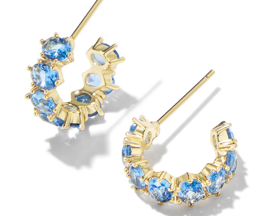 Kendra Scott Cailin Crystal Huggie Earrings, Gold Blue Violet Crystal
