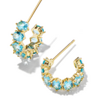 Kendra Scott Cailin Crystal Huggie Earrings, Gold Aqua Crystal