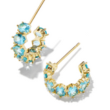 Kendra Scott Cailin Crystal Huggie Earrings, Gold Aqua Crystal