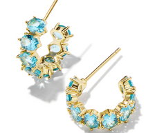 Kendra Scott Cailin Crystal Huggie Earrings, Gold Aqua Crystal