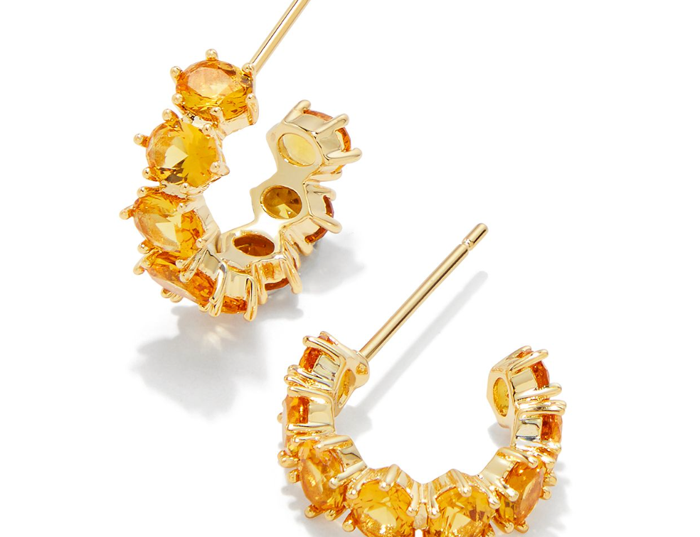 Kendra Scott Cailin Crystal Huggie Earrings, Gold Yellow Crystal