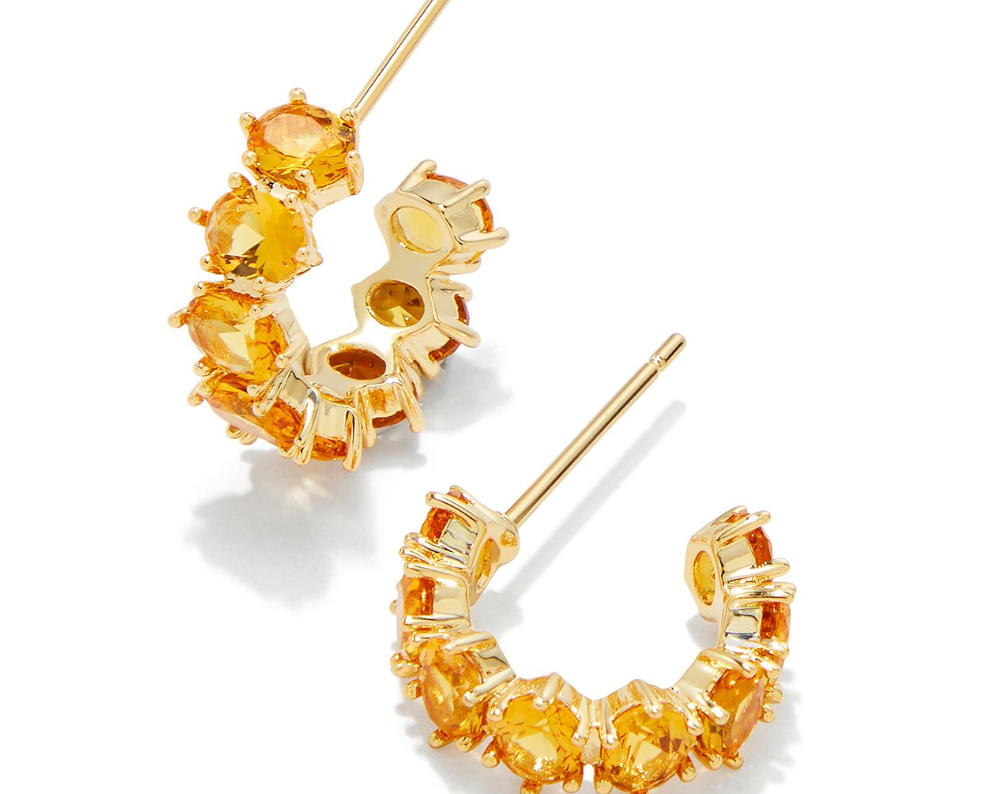 Kendra Scott Cailin Crystal Huggie Earrings, Gold Yellow Crystal