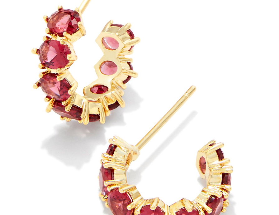 Kendra Scott Cailin Crystal Huggie Earrings, Gold Red Crystal