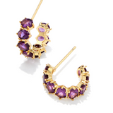 Kendra Scott Cailin Crystal Huggie Earrings, Gold Purple Crystal