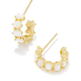 Kendra Scott Cailin Crystal Huggie Earrings, Gold Ivory Mother of Pearl