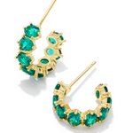 Kendra Scott Cailin Crystal Huggie Earrings, Gold Green Crystal
