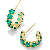 Kendra Scott Cailin Crystal Huggie Earrings, Gold Green Crystal