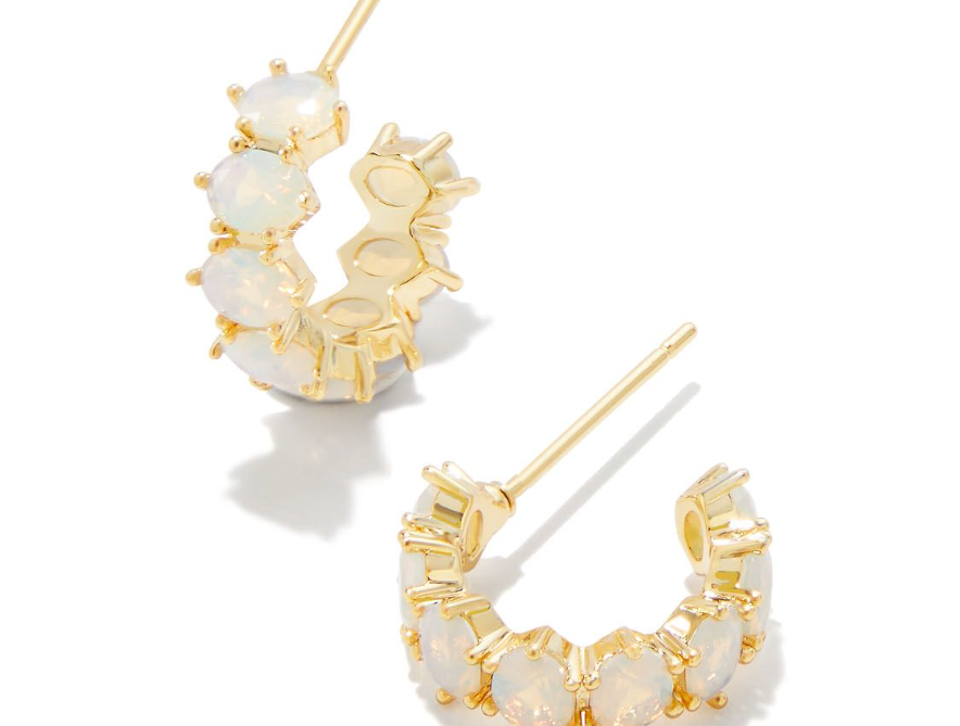 Kendra Scott Cailin Crystal Huggie Earrings, Gold Champagne Opal Crystal