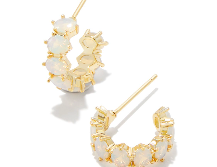 Kendra Scott Cailin Crystal Huggie Earrings, Gold Champagne Opal Crystal