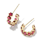 Kendra Scott Cailin Crystal Huggie Earrings, Gold Burgundy Crystal
