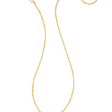 Kendra Scott Cailin Gold Birthday Pendant Necklace chain laid out on white