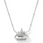 Kendra Scott Disney Princess Elisa Necklace, Tenth View, the engraved back of the silver pendant reading kind