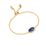 Kendra Scott Elaina Delicate Chain Bracelet in Gold Navy Abalone, a gold chain with a small oval navy stone