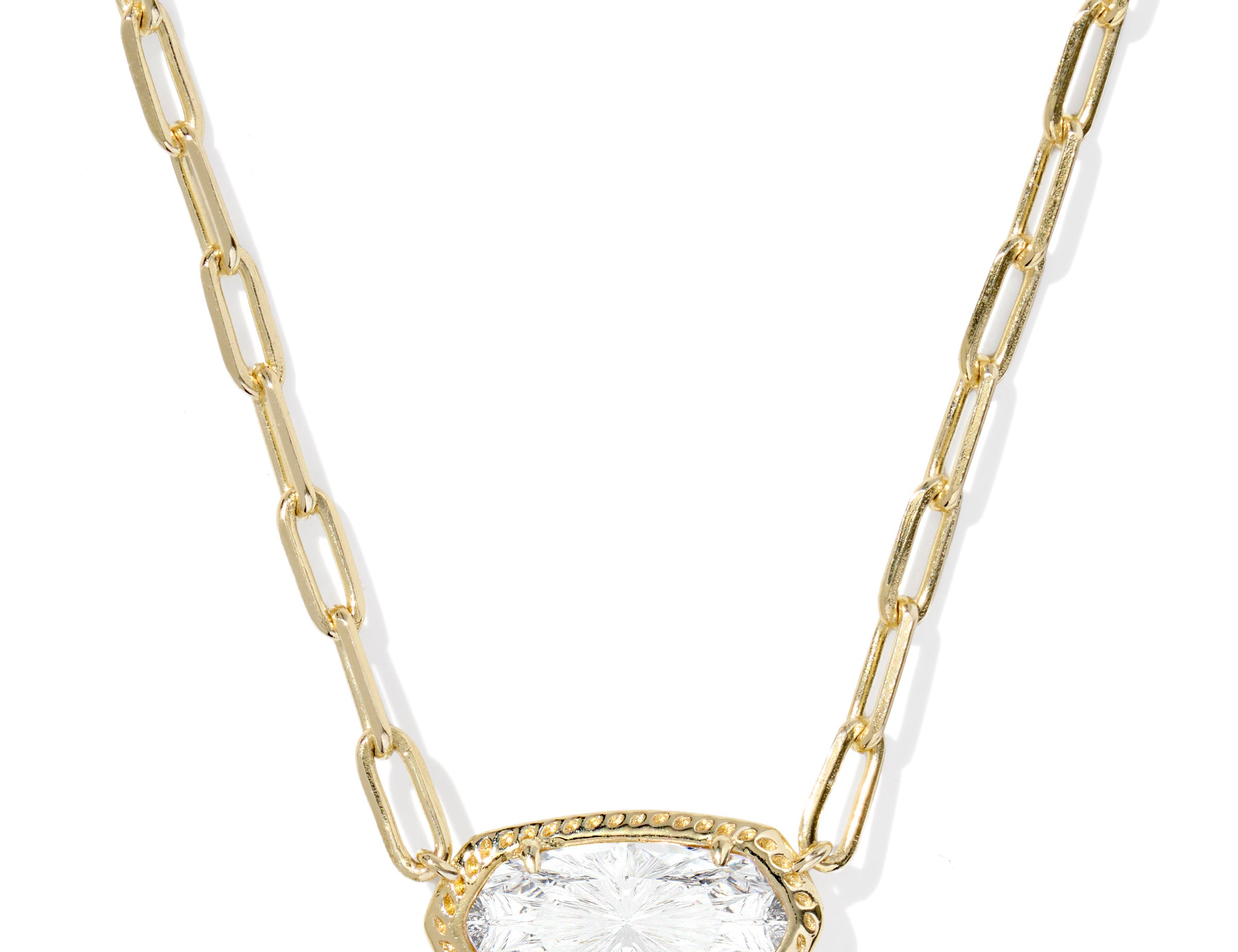 Kendra Scott Elisa Luxe Short Pendant Necklace, Gold White CZ