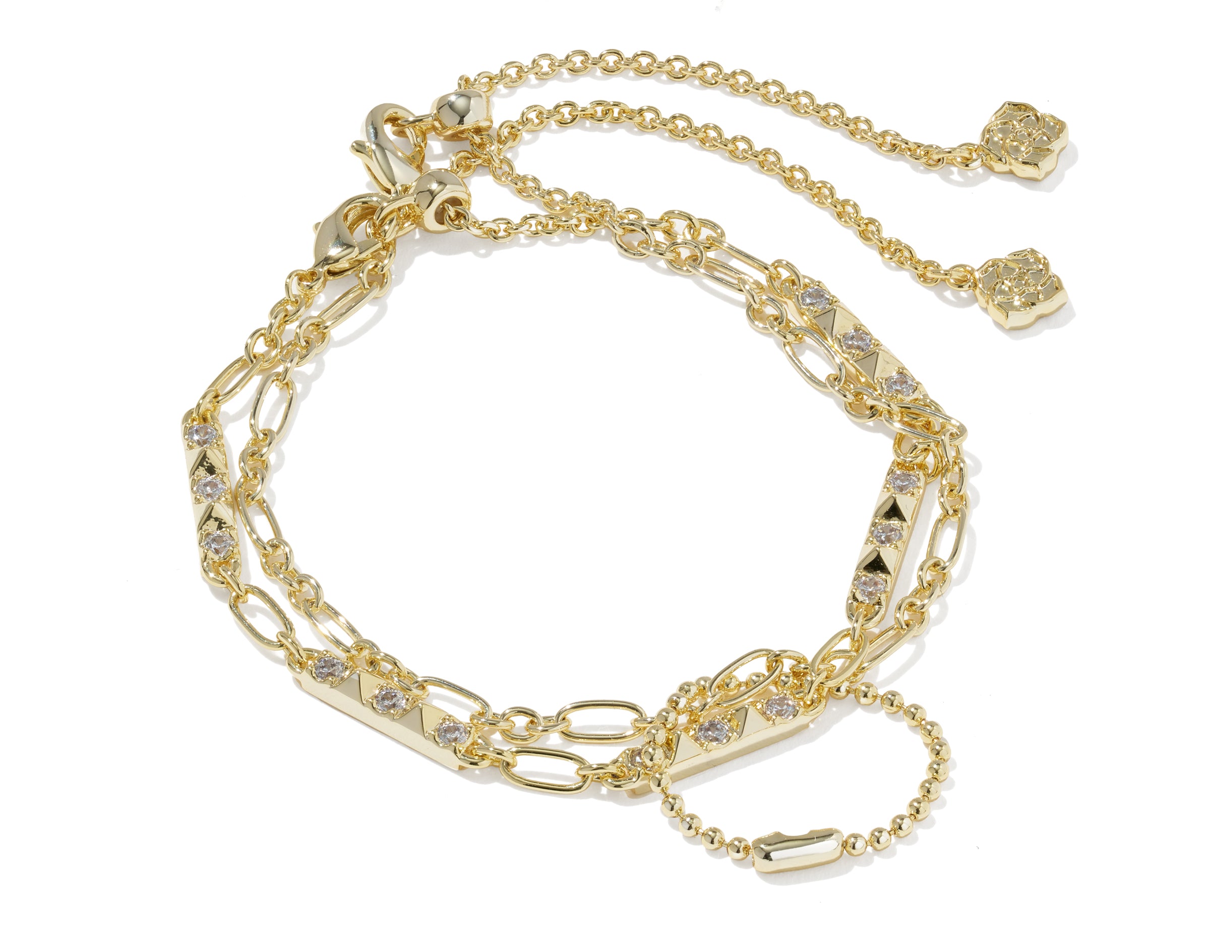 Kendra Scott Fate Set of 2 Delicate Chain Bracelets in gold, both bracelets shown together