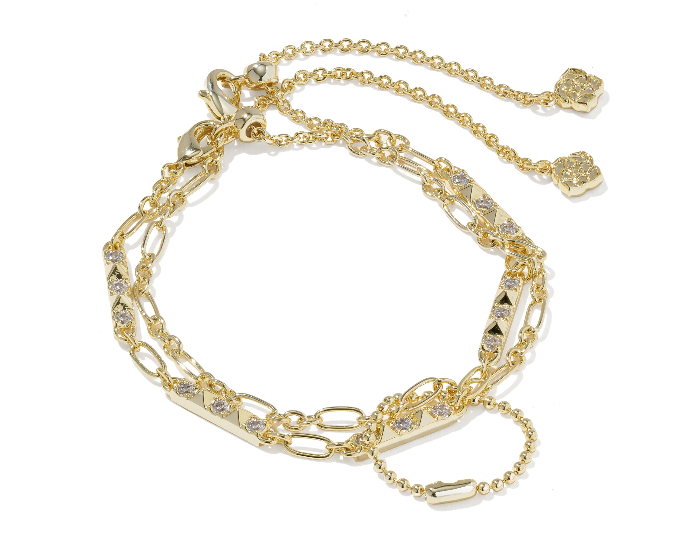 Kendra Scott Fate Set of 2 Delicate Chain Bracelets in gold, both bracelets shown together