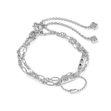 Kendra Scott Fate Set of 2 Delicate Chain Bracelets in rhodium silver, both bracelets shown together