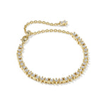 Kendra Scott Fate Tennis Bracelet in gold with a row of white cubic zirconia and extender chain