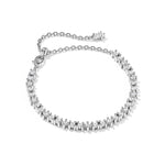 Kendra Scott Fate Tennis Bracelet in rhodium silver with a row of white cubic zirconia and extender chain