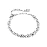 Kendra Scott Fate Tennis Bracelet in rhodium silver with a row of white cubic zirconia and extender chain