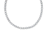 Kendra Scott Fate Tennis Necklace in rhodium silver, close up of the cubic zirconia line