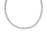 Kendra Scott Fate Tennis Necklace in rhodium silver, close up of the cubic zirconia line