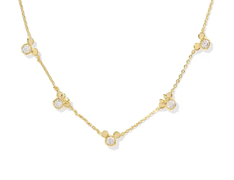 Kendra Scott Gold Mickey Minnie Strand Necklace, White CZ