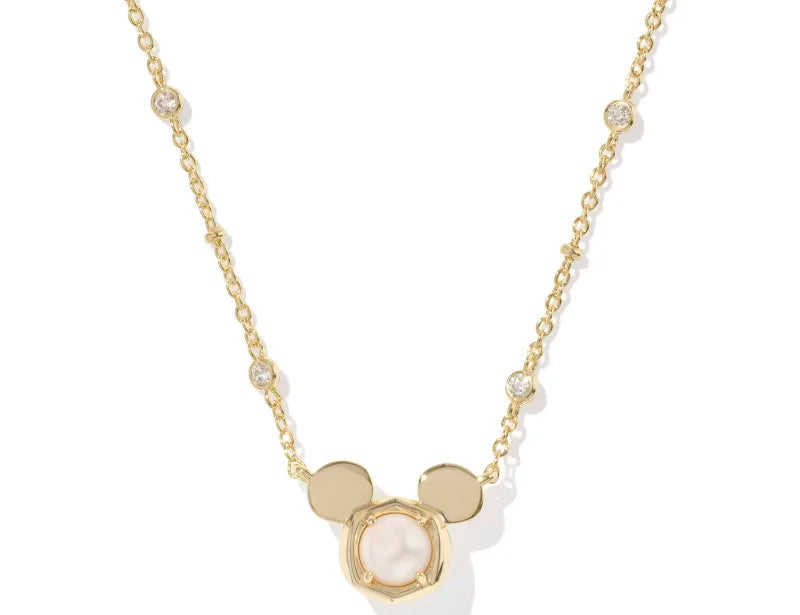 Kendra Scott Gold Mickey Mouse Pendant Necklace, Gold Freshwater Cultured Pearl