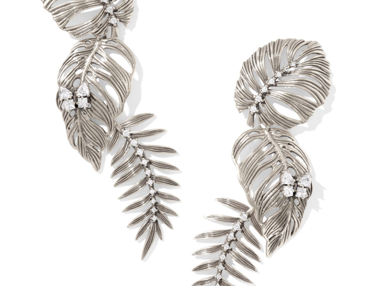 Kendra Scott Kayla Statement Earring White CZ, Vintage Silver, Second View
