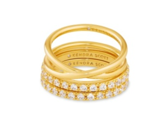 Kendra Scott Livy Ring Set of 3, Gold Metal, 9