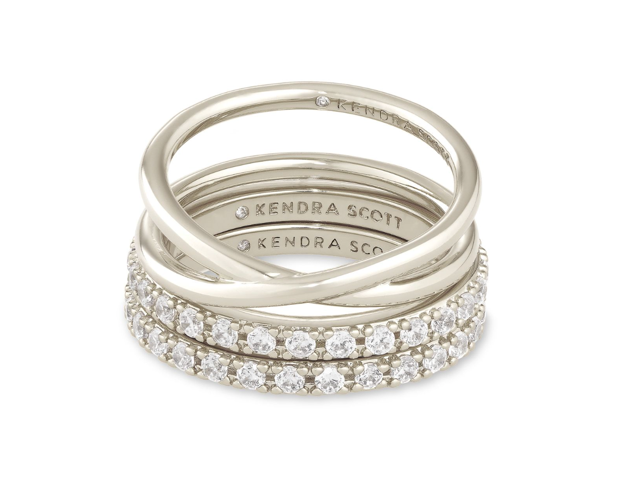 Kendra Scott Livy Ring Set of 3, Rhodium Metal, 9