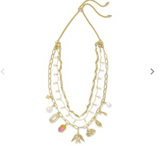 Kendra Scott Melody Statement Charm Necklace, layered gold chains with assorted charms