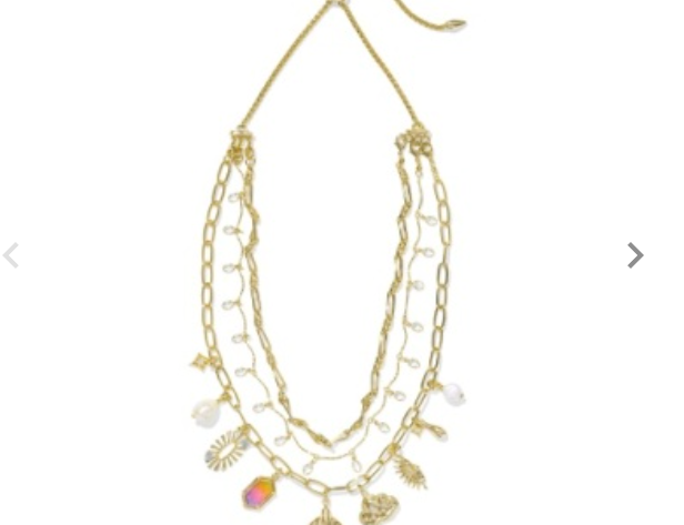 Kendra Scott Melody Statement Charm Necklace, layered gold chains with assorted charms